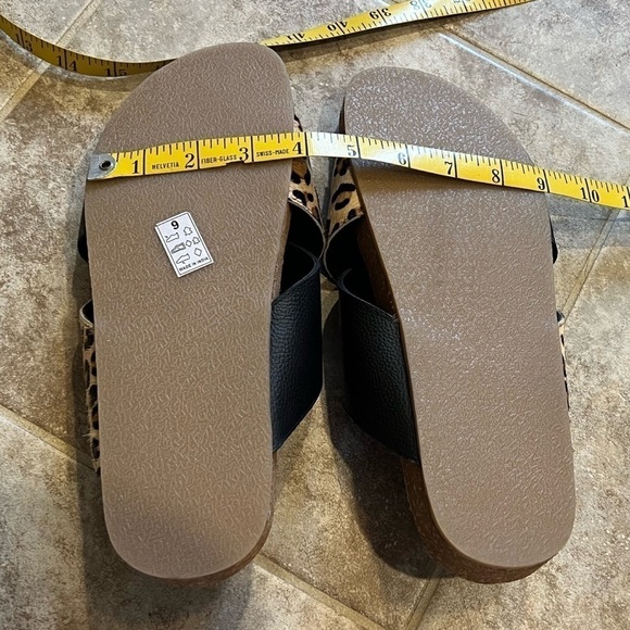 🆕 Max & Drew Amy leopard leather calf hair slip on sandals black brown - Picture 8 of 12